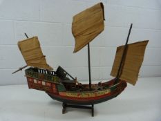 Model of a Chinese Junk ship with handpainted decoration