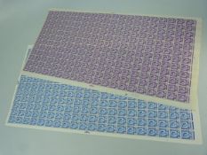 Stamps: Two complete sheets of stamps. Pre-decimal Victoria 3d & 4d. Folded in quarters.