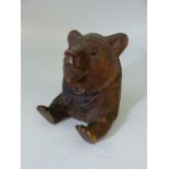 Black Forest inkwell in the form of a bear set with glass eyes.