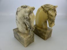 Alabaster horse head bookends