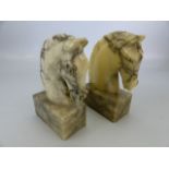 Alabaster horse head bookends