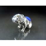 Silver (Sterling) pin cushion in the form of a Bulldog. Approx weight - 16.4g