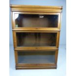 Globe Wernicke three piece oak sectional bookcase.