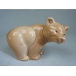 Poole Pottery Glazed bear, hippo and cat