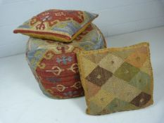 Large Antique pouffe and antique similar cushions