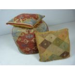 Large Antique pouffe and antique similar cushions