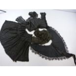 Victorian Mourning garments . All black and adorned with jet beads in floral patterns. To include