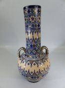 Moroccan twin handled tall necked vase