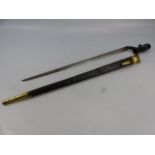 Socket Bayonet for.577 Calibre Enfield Percussion Rifle 1853 Pattern. Leather scabbard with brass