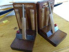 Pair of Cricket themed bookends