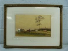 WILMOT PILSBURY R.A (1840 - 1908) - Watercolour of cattle being herded. Approx dimensions - 55cm x