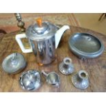 Selection of Art Deco and mid century metal wares to include Tea sets etc