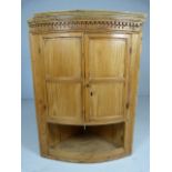 Large antique pine corner cupboard