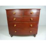 Antique mahogany bow front chest of five drawers