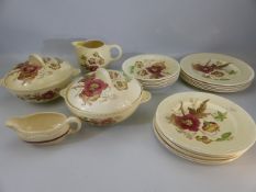Clarice Cliff - Reg No 840076 part dinner service decorated with floral sprigs. Comprising plates,