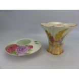 Kensington 'Lupin' lustre flared vase no 2062. - along with a Radford handpainted bowl