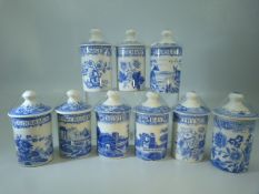 Spode blue and white spice pots (9)