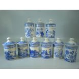 Spode blue and white spice pots (9)