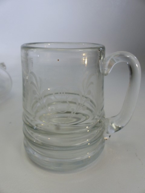 Two antique glass half pint tankards with etched Royal mark to front. Along with an Orrefors - Image 7 of 7