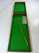Victorian mahogany bar Billiards folding game with balls. Also comes with cue and the original