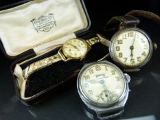 Three watches to include German made "Services" wristwatch, gents vintage silver cased wristwatch