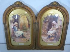 Two antique gilt and Gesso frames in an arched shape
