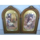 Two antique gilt and Gesso frames in an arched shape