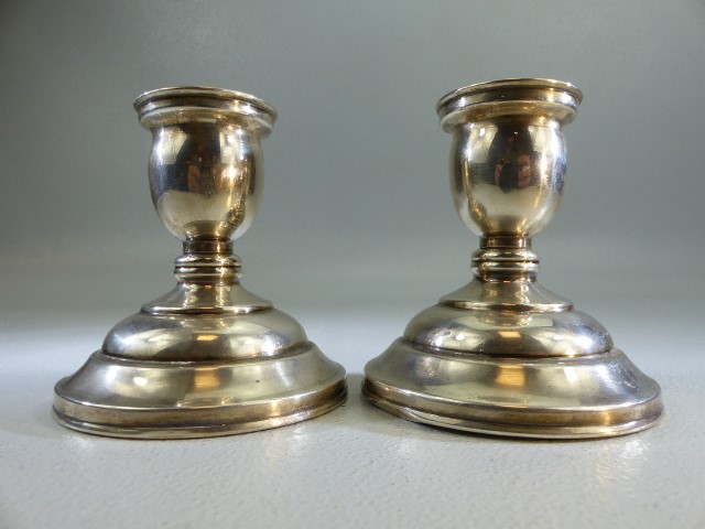 Pair of squat Silver candlesticks marked to base ART SILVERWARE sterling 950