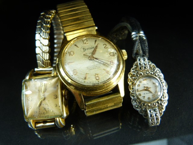 Three vintage dress watches to include a ladies marcasite set wrist watch and two others - Image 2 of 4