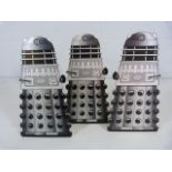 Three Dr Who Dalek cardboard shop counter display standees. Height 48cm, width 26cm approx.