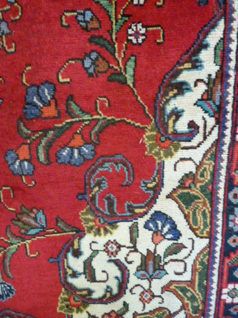 Red Ground persian tabriz carpet with floral medallion design. - Image 2 of 3