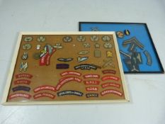 Militaria - selection of military badges framed