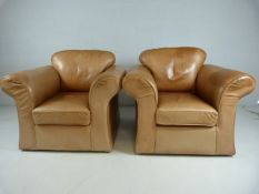 Pair of Tan Leather club chairs