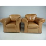 Pair of Tan Leather club chairs