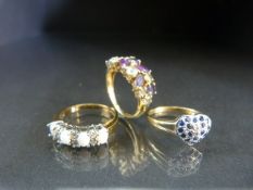 Three 9ct Gold rings.