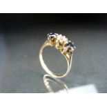 9ct Gold three stone ladies ring size N