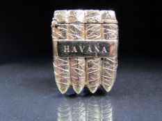 18CT gold plated vesta in the form of a Havana cigar case