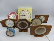 Large selection of Mid Century desk clocks