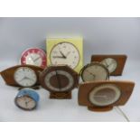 Large selection of Mid Century desk clocks