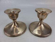 Pair of wide based silver hallmarked candlesticks Birmingham by Henry Clifford Davis