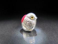Silver chick pincushion, stamped sterling