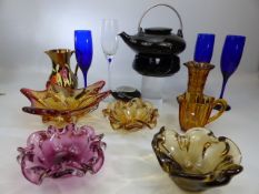 Ceramics and glassware to incude a German mid century teapot (Arzberg) and a collection of Murano