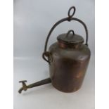 Early Large Open Fire hot water copper kettle/ Urn