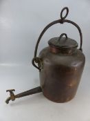 Early Large Open Fire hot water copper kettle/ Urn