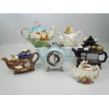 Ornamental collector teapot to include four Cardew Teapots, Royal Albert Country roses and one