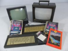 Selection of Amstrad computer and screens along with fittings etc in 2 boxes
