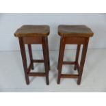 Two early 20th Century pine school stools