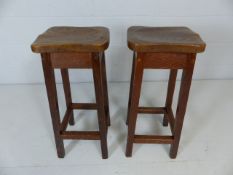 Two early 20th Century pine school stools