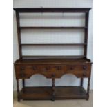 Antique oak welsh dresser with delft plate rack