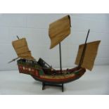 Model of a Chinese Junk ship with handpainted decoration
